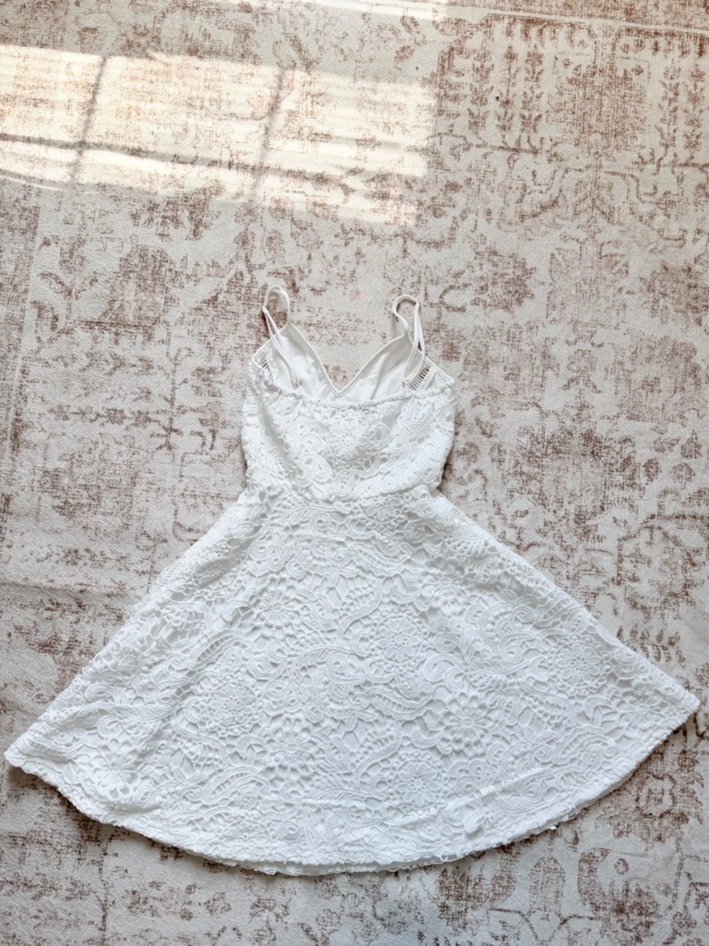 PLT White Floral Lace Spaghetti Strap Dress - Picture 4 of 6